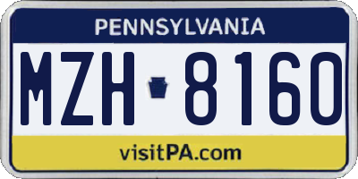 PA license plate MZH8160