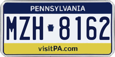 PA license plate MZH8162