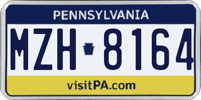 PA license plate MZH8164