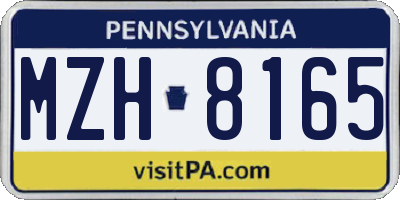 PA license plate MZH8165