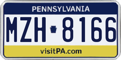 PA license plate MZH8166