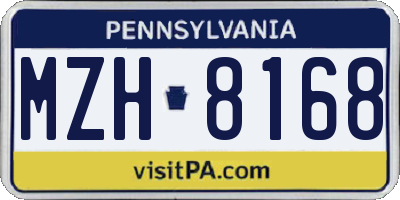PA license plate MZH8168