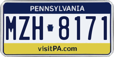 PA license plate MZH8171