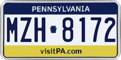 PA license plate MZH8172