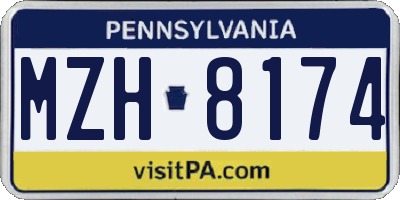 PA license plate MZH8174