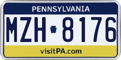 PA license plate MZH8176