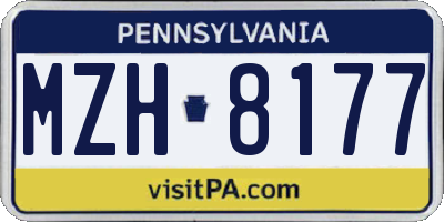 PA license plate MZH8177