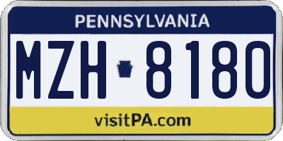 PA license plate MZH8180