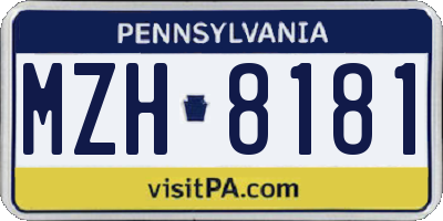 PA license plate MZH8181