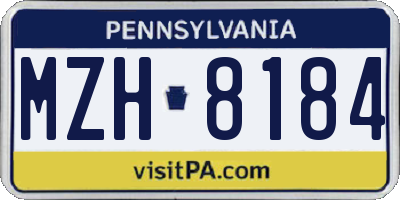 PA license plate MZH8184