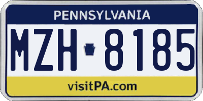 PA license plate MZH8185