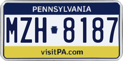PA license plate MZH8187