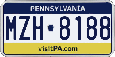 PA license plate MZH8188