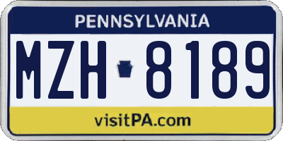 PA license plate MZH8189