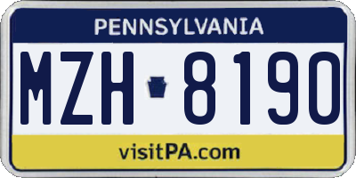 PA license plate MZH8190