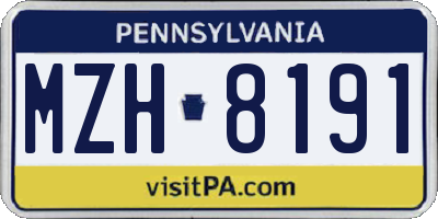 PA license plate MZH8191