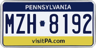 PA license plate MZH8192