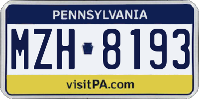 PA license plate MZH8193