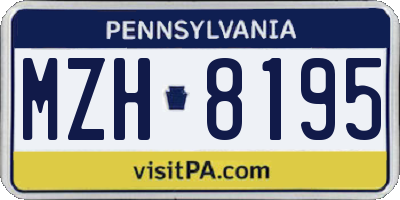 PA license plate MZH8195
