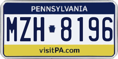 PA license plate MZH8196