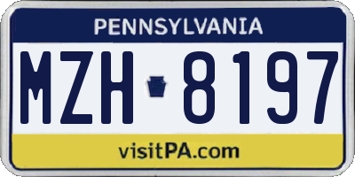 PA license plate MZH8197