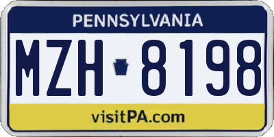 PA license plate MZH8198