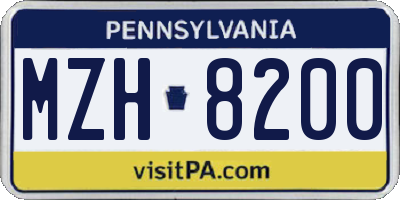 PA license plate MZH8200