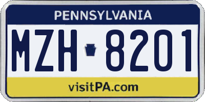 PA license plate MZH8201