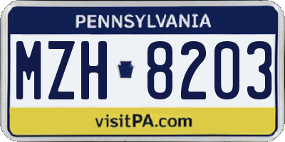 PA license plate MZH8203