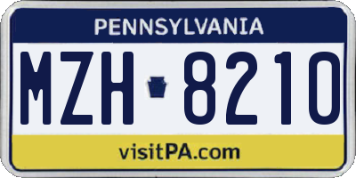 PA license plate MZH8210
