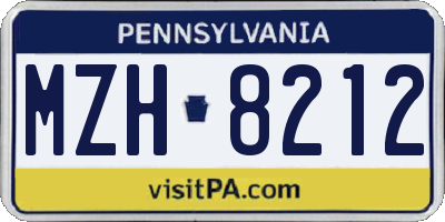 PA license plate MZH8212