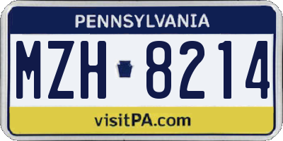 PA license plate MZH8214