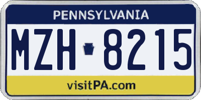 PA license plate MZH8215