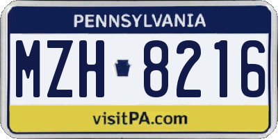 PA license plate MZH8216