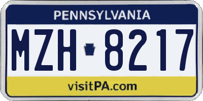 PA license plate MZH8217