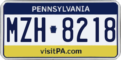 PA license plate MZH8218