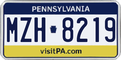 PA license plate MZH8219
