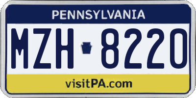PA license plate MZH8220