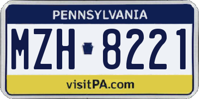 PA license plate MZH8221