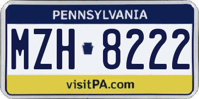 PA license plate MZH8222
