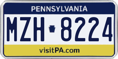 PA license plate MZH8224