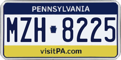 PA license plate MZH8225