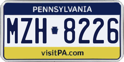 PA license plate MZH8226