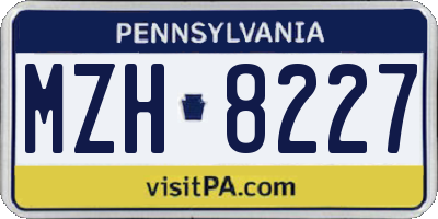 PA license plate MZH8227