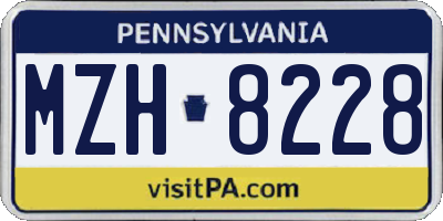PA license plate MZH8228
