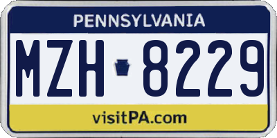 PA license plate MZH8229