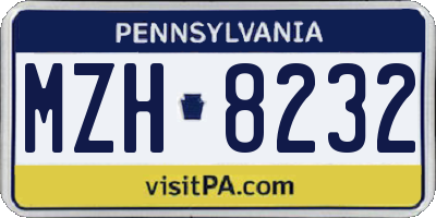 PA license plate MZH8232