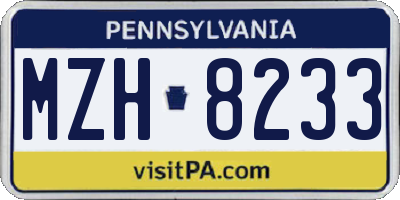 PA license plate MZH8233
