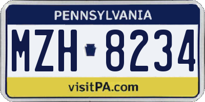 PA license plate MZH8234