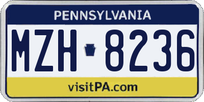 PA license plate MZH8236